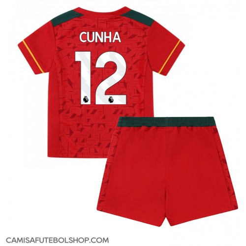 Camisa de time de futebol Wolves Matheus Cunha #12 Replicas 2º Equipamento Infantil 2023-24 Manga Curta (+ Calças curtas)